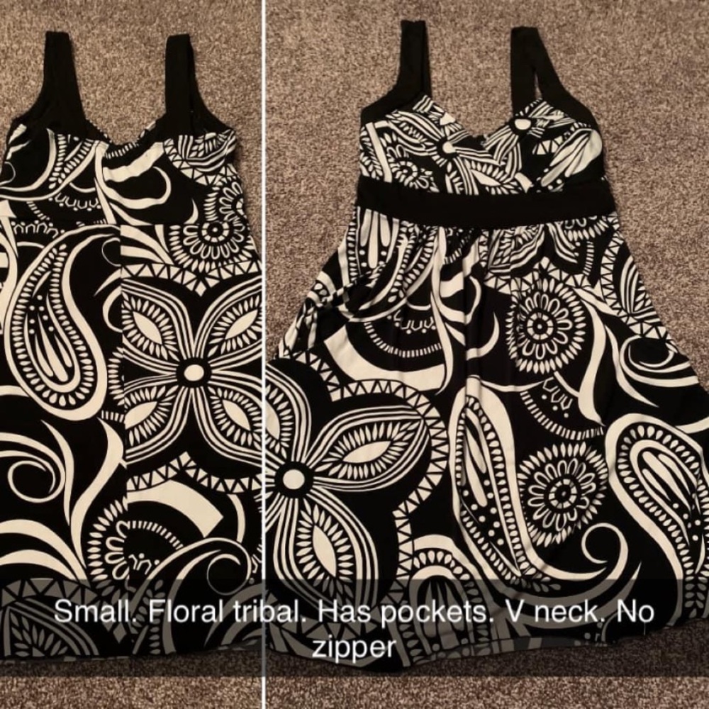 Black and white Floral tribal sleeveless dress